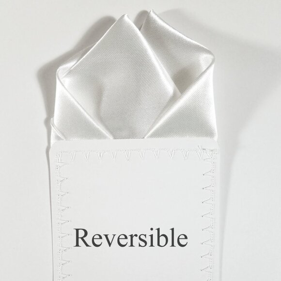 New - Men's 2 PT White Satin Pre-Folded Pocket Square Insert - Picture 6 of 8
